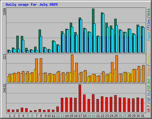 Daily usage for July 2025